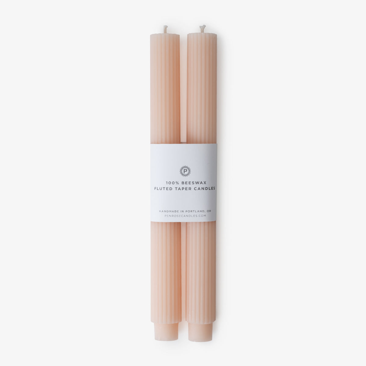 Fluted Beeswax Taper 10" Rosé