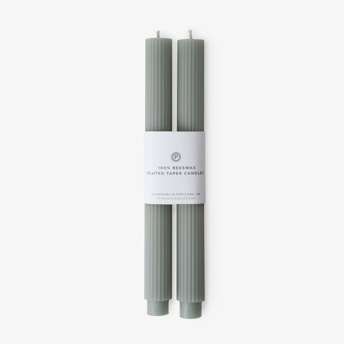 Fluted Beeswax Taper 10" Sage